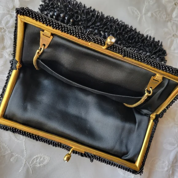 Walborg Richere Black Beaded Purse ~ Vintage ~ 1960s ~ Exquisite! ~ Loose Beads - Picture 7 of 16